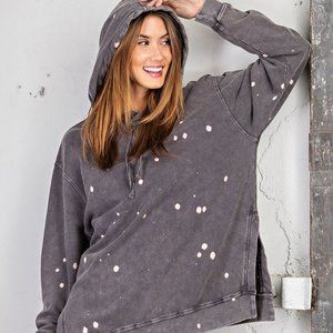 Grey Bleach Splattered Hoodie